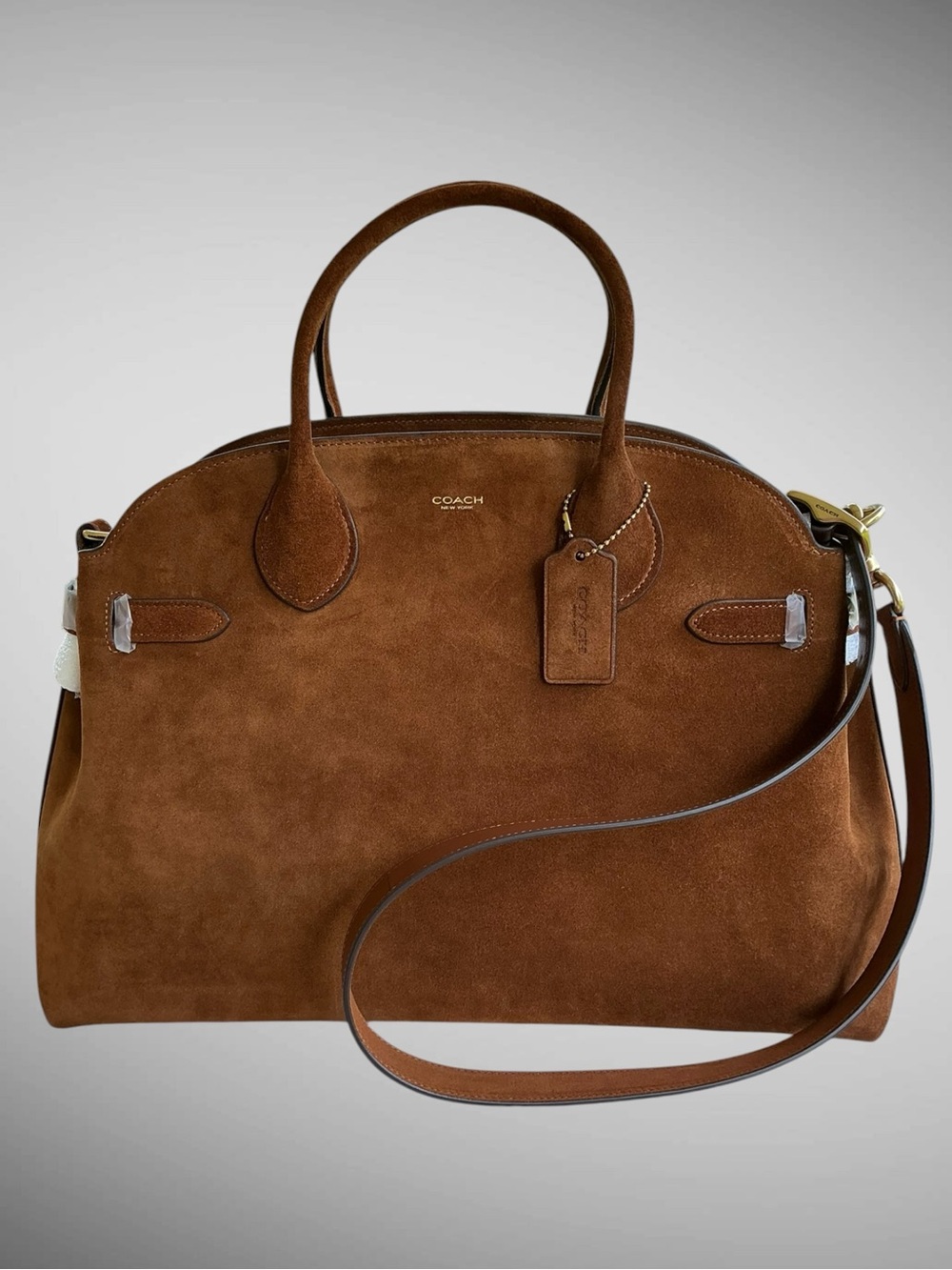 NWT Coach Soft Empire Carryall 40 Warm Brown Suede Leather Laptop Bag CBN42 - Picture 4 of 15